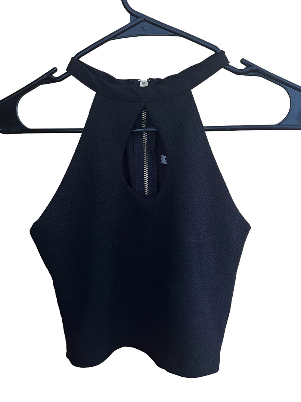Sally Miller Black Halter Crop Top with Front Keyhole